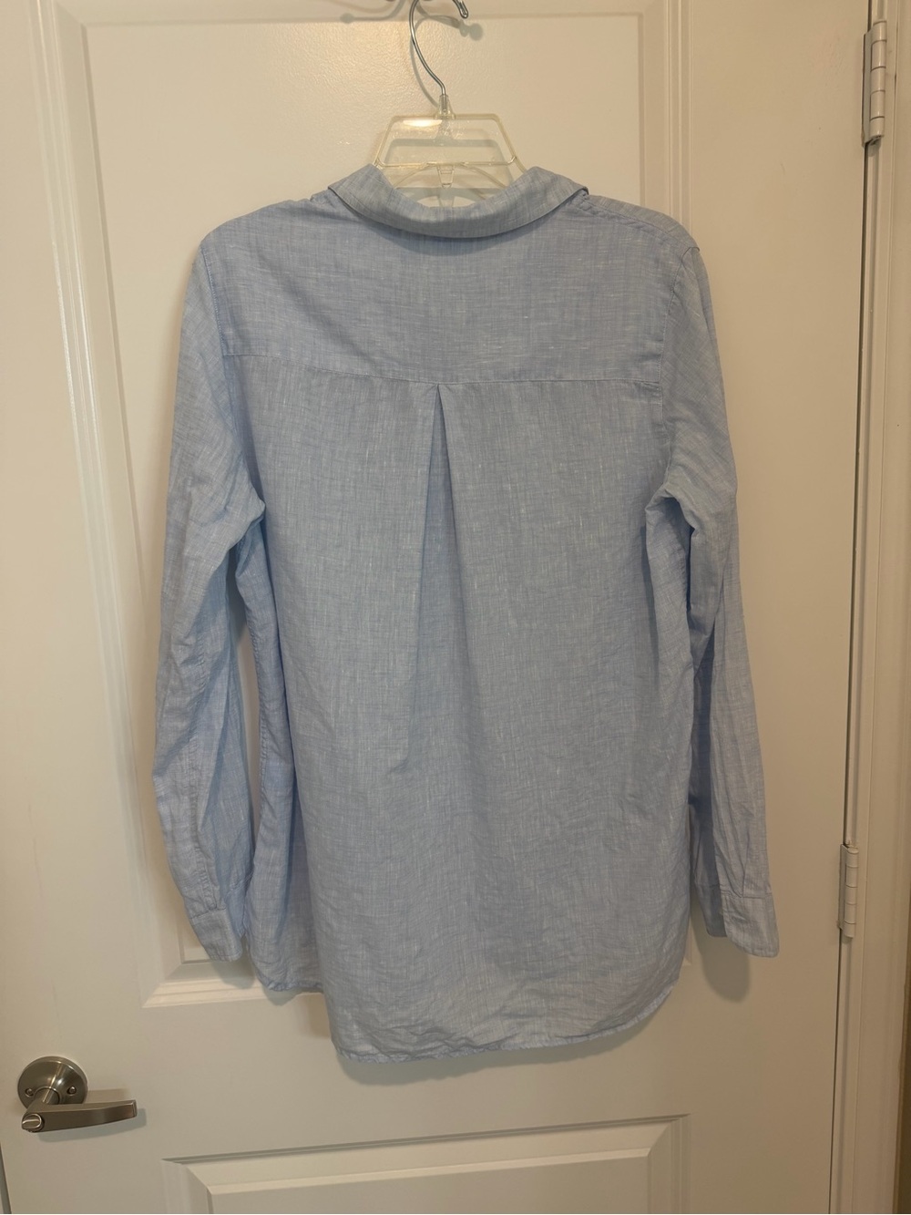 J. McLaughlin Britt Linen Shirt Large Light Blue Button Up Relaxed Beachy - Picture 2 of 5